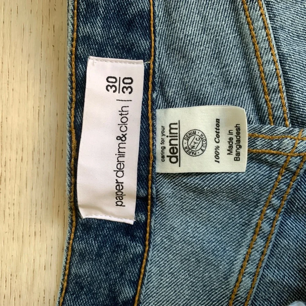 Paper Denim & Cloth Women Blue High Rise Raw Hem Denim Shorts Size‎ 30